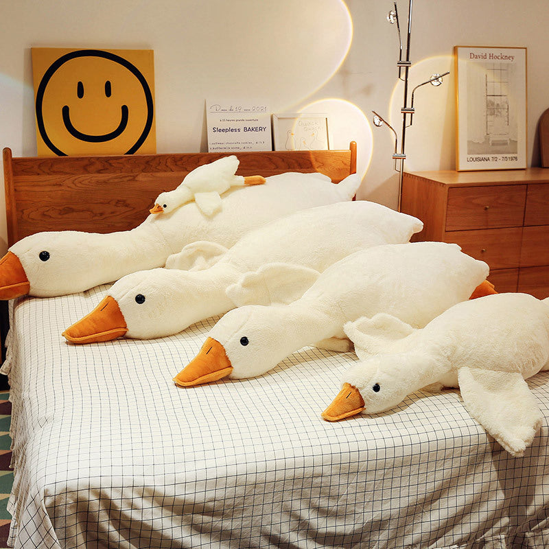 Large white goose plush cushion
