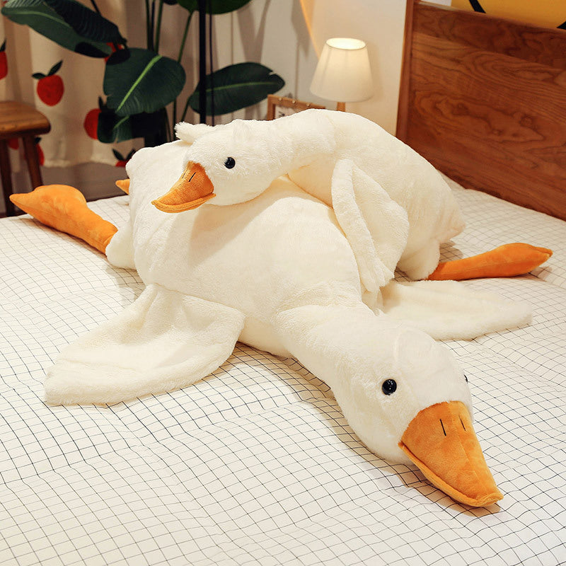 Large white goose plush cushion