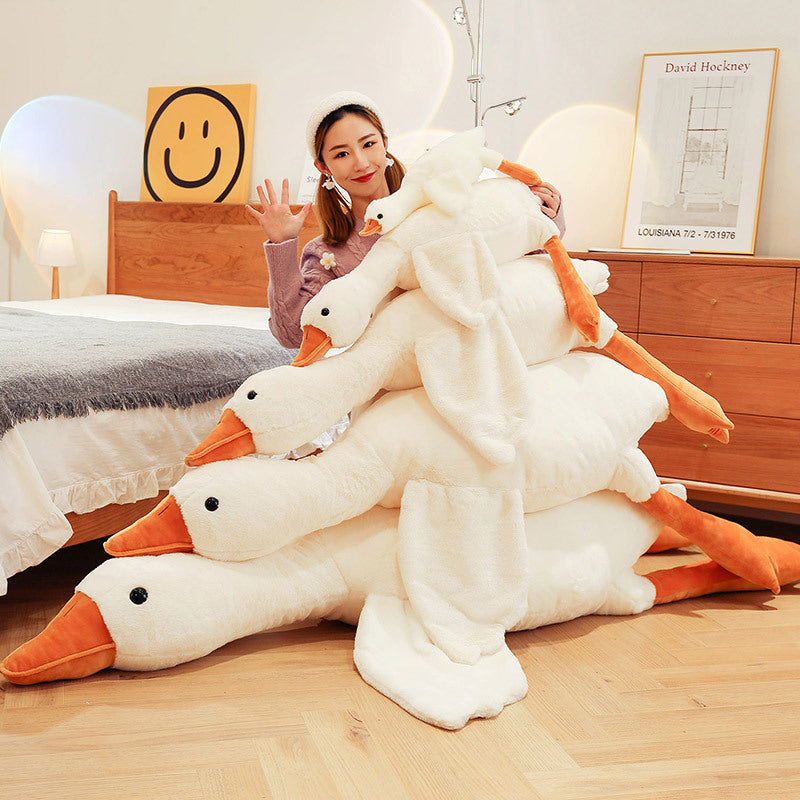 Large white goose plush cushion