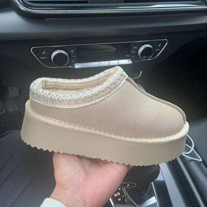 Braided Suede Mini Boot - Faux - Fur Lined, Non - Slip