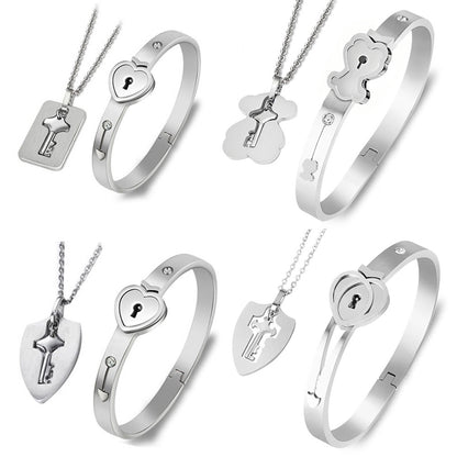 Couple's Bracelets Heart-Shaped Padlocks