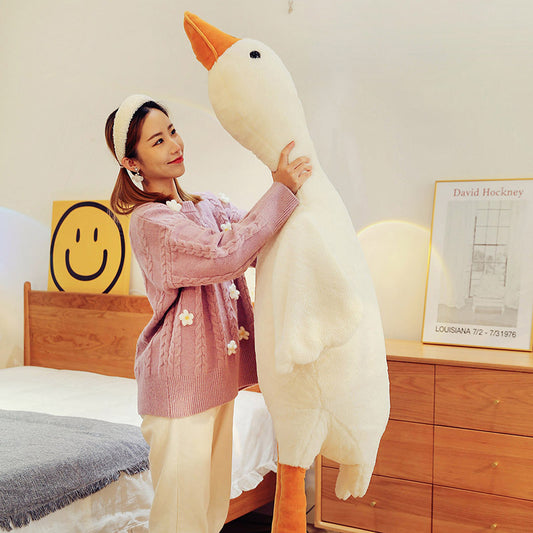 Large white goose plush cushion