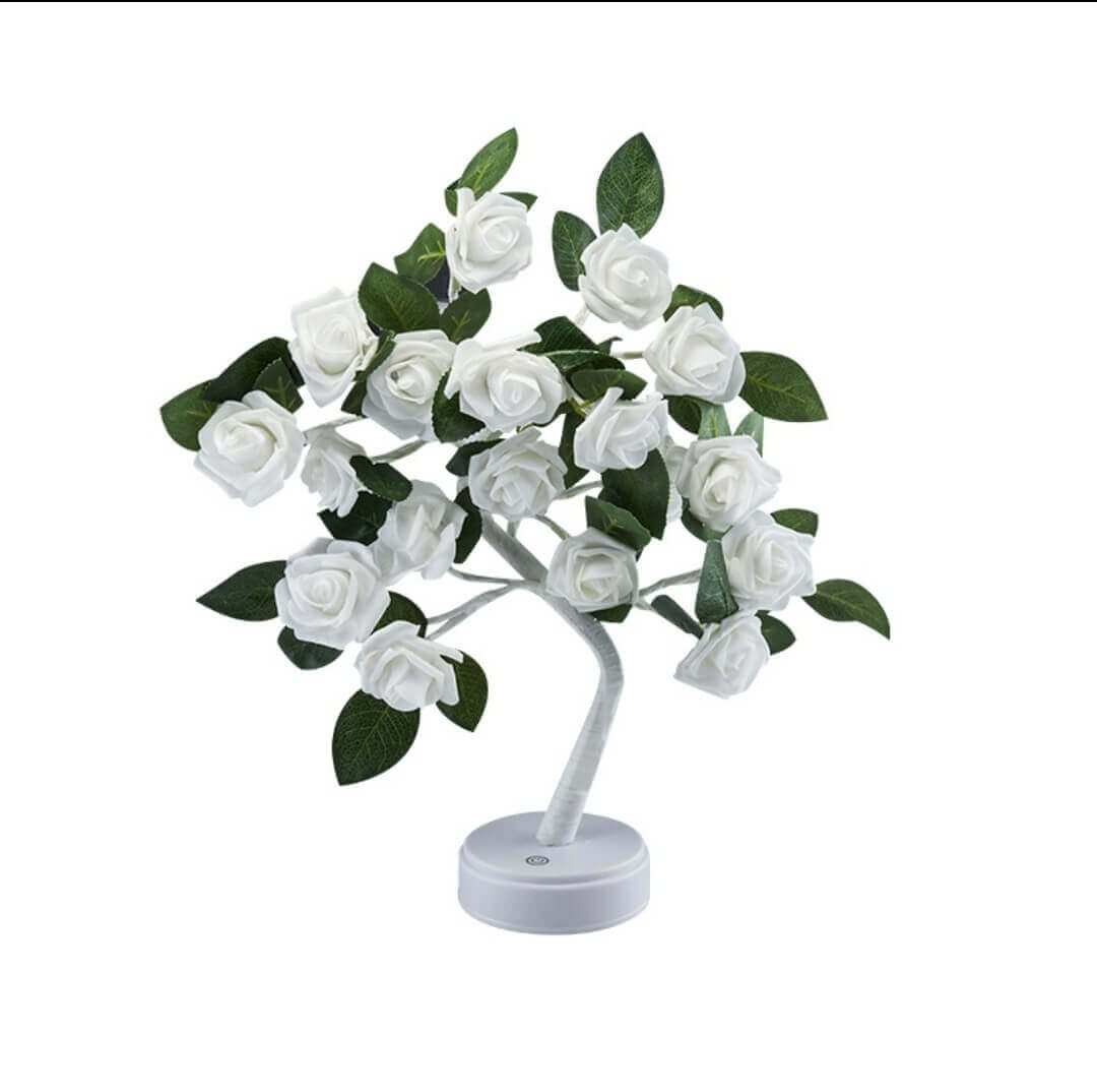 Christmas Decorative Night Light featuring a charming white rose lamp with flexible branches for festive decor.