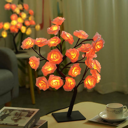 Christmas Decorative Night Light featuring a charming 3D pink rose lamp with glowing LED flowers.